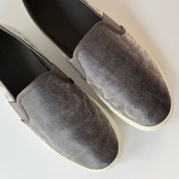 Vince Preston B Slip on Sneaker in Brown / Silver Lizard Embossed Leather Size 7 - Picture 10 of 15